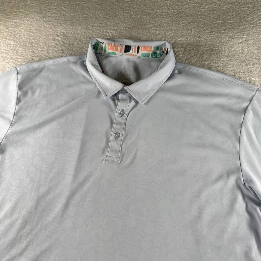 Swannies Golf Polo Shirt Stretch Size 2XL Teal Blue Course Logo Clean Men's‎
